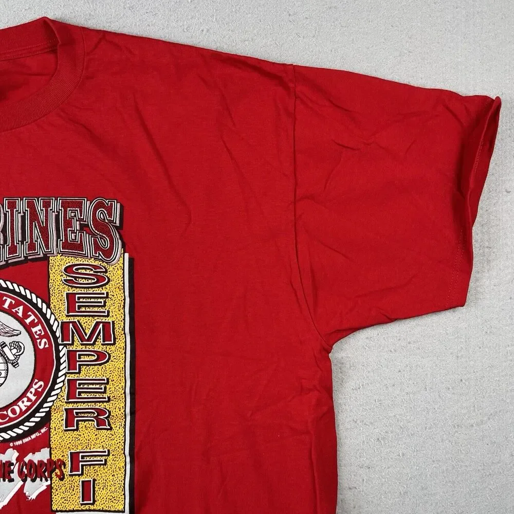 Vintage Y2K United Stated Marine Corp USMC Semper Fi Shirt Men's 2XL Red - Picture 2 of 16